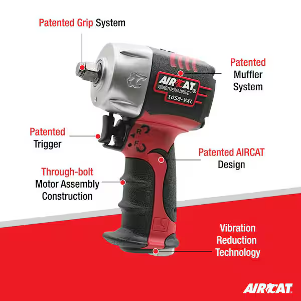 AIRCAT 1/2" Pneumatic Compact Impact Wrench - 1058-VXL