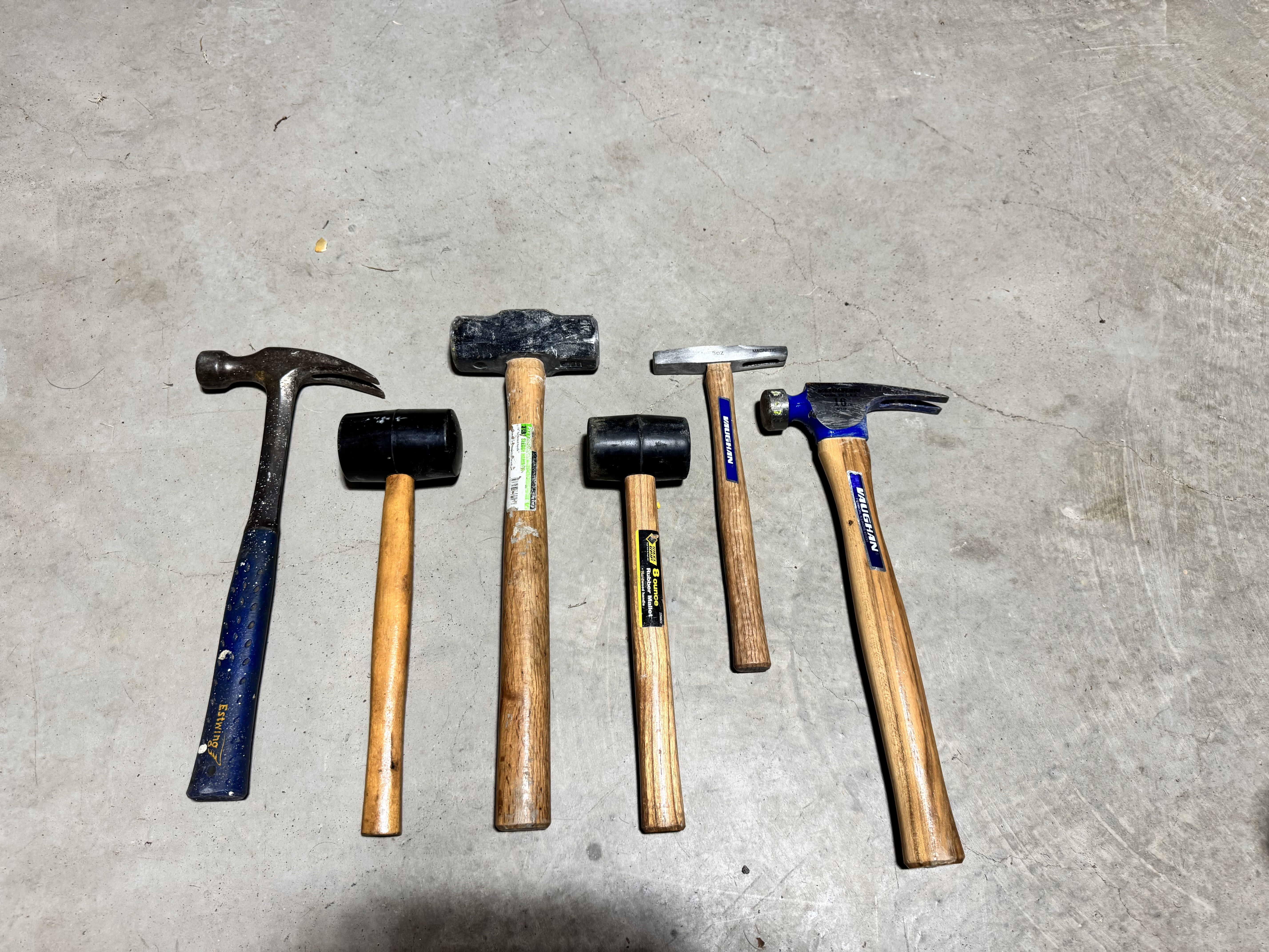 Assorted Hammer & Mallet Set - Claw, Rubber, Tack, Mini Sledge